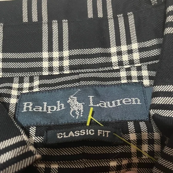 Ralph Lauren NWOT Black and White Plaid Cotton Shirt SZ XL - Picture 3 of 10